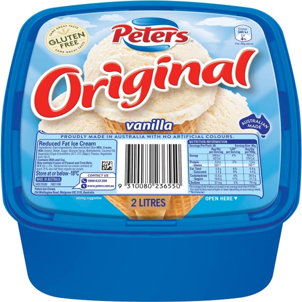 Peters Ice Cream Original Vanilla 2lt