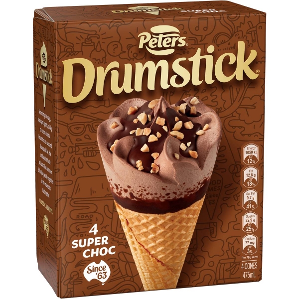 Peters Drumstick Super Choc 4 Pack