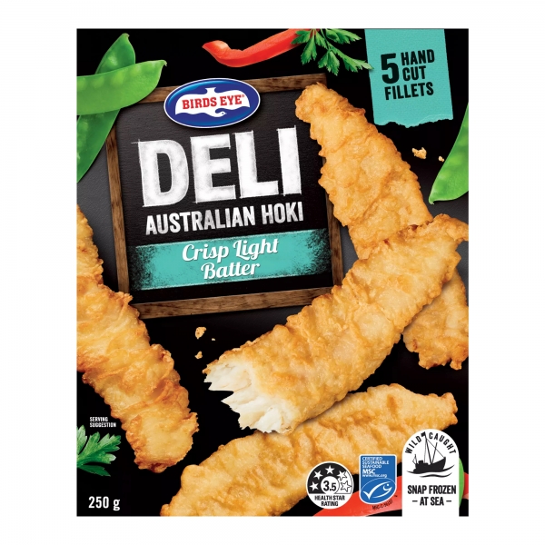 Birds Eye Fish Deli Hoki Crisp Light Batter 5 Fillets 250g