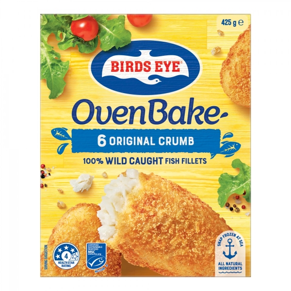 Birds Eye Oven Bake Original Crumbed Fish Portions 6 Pack 425g