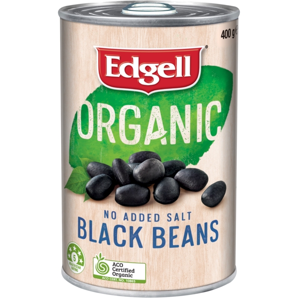 Edgell Organic No Added Salt Black Beans 400g