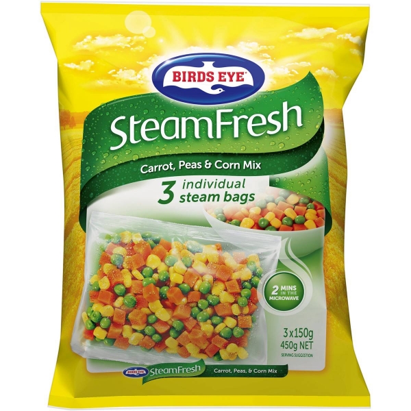 Birds Eye Steam Fresh Carrots, Peas & Corn 450g