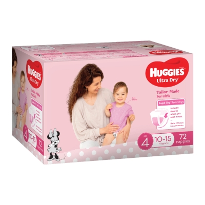 Huggies Ultra Dry Nappies Girl Size 4 10-15kg 72 Pack