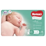 Huggies Nappies Newborn Unisex Size 1 Up to 5kg 28 Pack