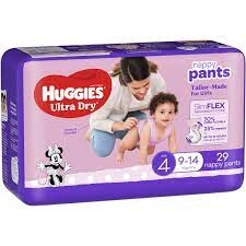 Huggies Ultra Dry Nappy Pants Girl Size 4 9-14kg 29 Pack