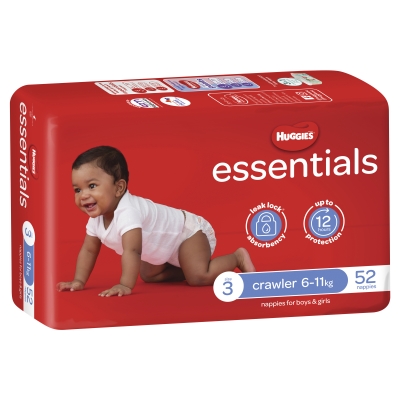 Huggies Essentials Nappies Size 3 6-11kg 52 Pack