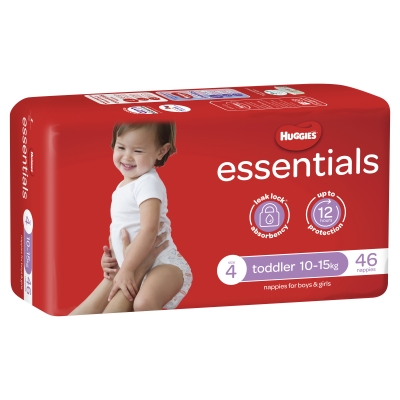 Huggies Essentials Nappies Size 4 10-15kg 46 Pack