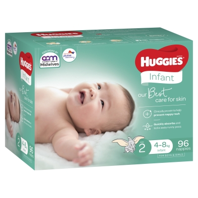 Huggies Nappies Size 2 4-8kg 96 Pack