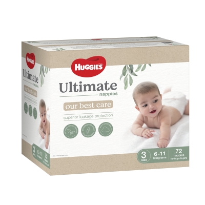 Huggies Ultimate Nappies Size 3 6-11kg 72 Pack