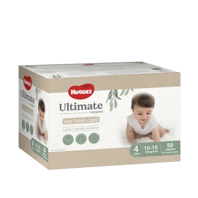 Huggies Ultimate Nappies Size 4 10-15kg 58 Pack