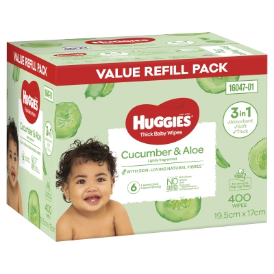 Huggies Baby Wipes Cucumber & Aloe 400 Pack