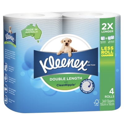 Kleenex Toilet Rolls White Double Length 4 Pack