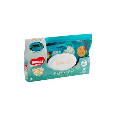 Huggies Baby Wipes Unscented Clutch 32 Pack