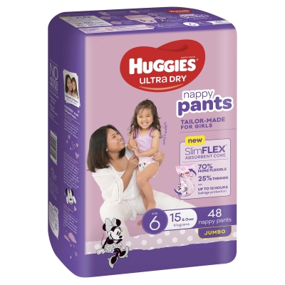 Huggies Ultra Dry Nappy Pants Girl Size 6 15+kg 48 Pack