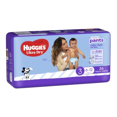 Huggies Ultra Dry Nappy Pants Boy Size 3 6-12kg 36 Pack