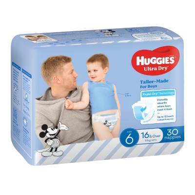 Huggies Ultra Dry Nappies Boy Size 6 16kg+ 30 Pack