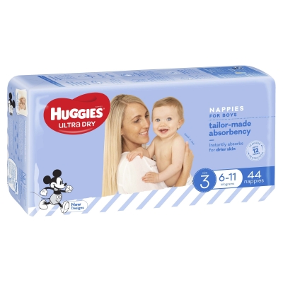 Huggies Ultra Dry Nappies Boy Size 3 6-11kg 44 Pack