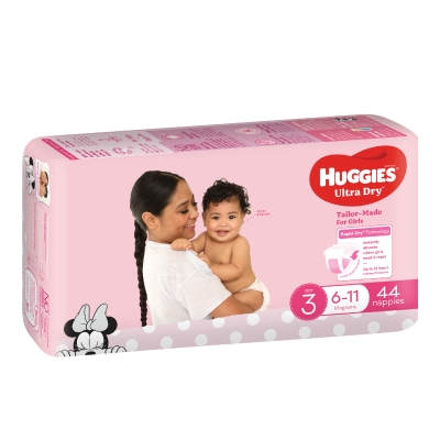 Huggies Ultra Dry Nappies Girl Size 3 6-11kg 44 Pack