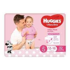 Huggies Ultra Dry Nappies Girl Size 5 13-18kg 32 Pack