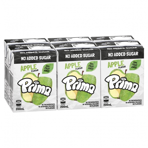 Prima Apple Fruit Drink No Added Sugar 6 x 200mL