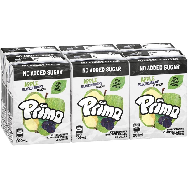 Prima Fruit Juice Apple Blackcurrant No Added Sugar 6 x 200ml