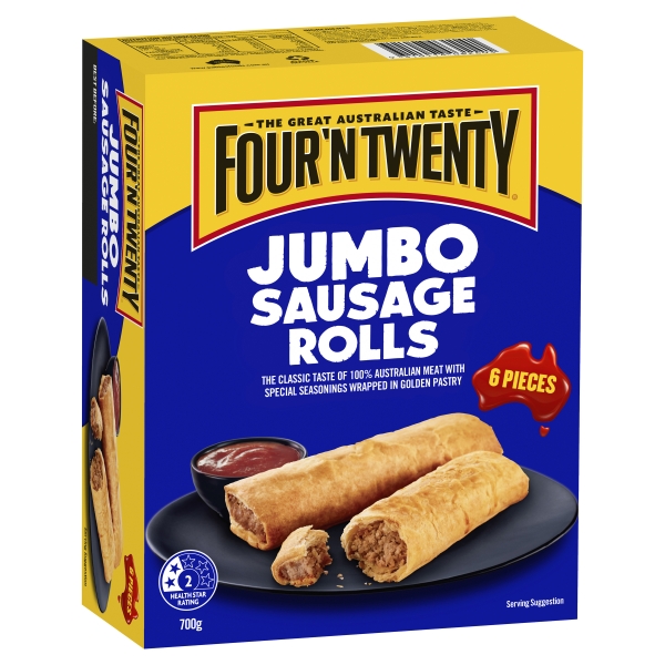 Four 'N Twenty Jumbo Sausage Rolls 6 Pack 700g