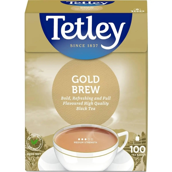 Tetley Tea Bags Pure Black Gold Brew 100 Pack 220g