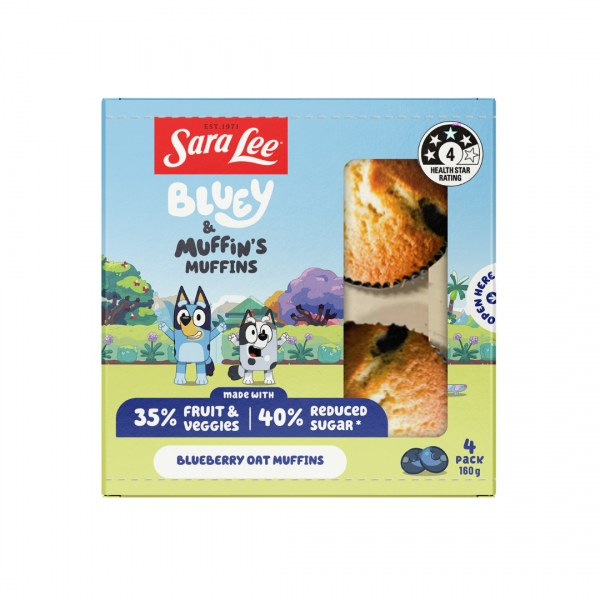 Sara Lee Muffins Bluey Blueberry Oat 4 Pack 160g