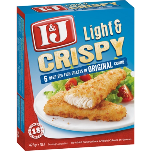 I&J Fish Fillets Light & Crispy Original Crumb 6 Pack 425g