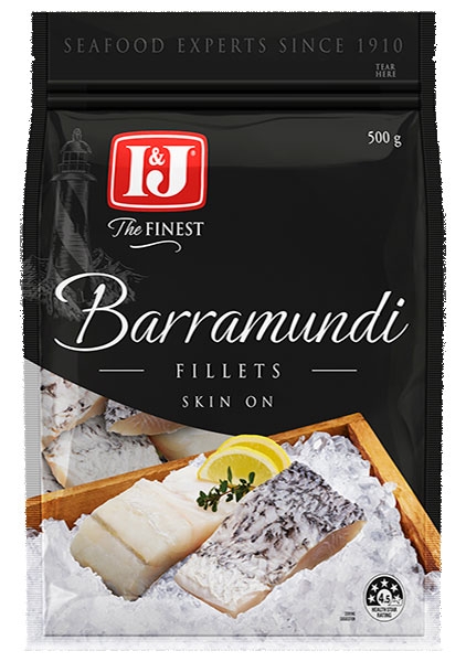 I & J Barramundi Portions Skin On 500g