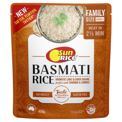 Sunrice Basmati Rice Microwave Pouch 450g