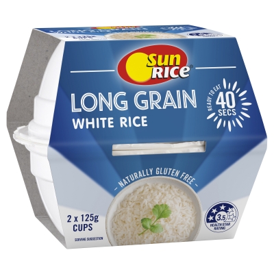 Sunrice White Long Grain Rice Microwave Cup 2 x 125g