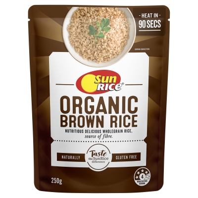 Sunrice Organic Brown Rice Microwave Pouch 250g