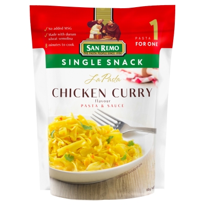 San Remo La Pasta Single Snack Chicken Curry Pasta & Sauce 80g