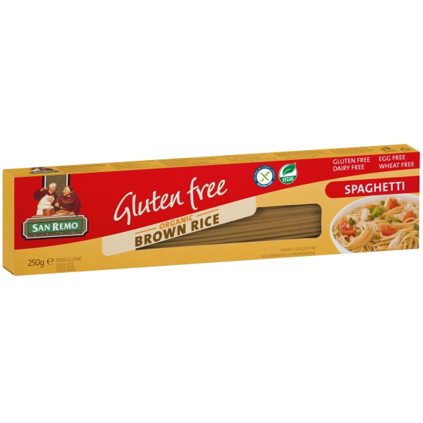 San Remo Gluten Free Organic Brown Rice Spaghetti 250g