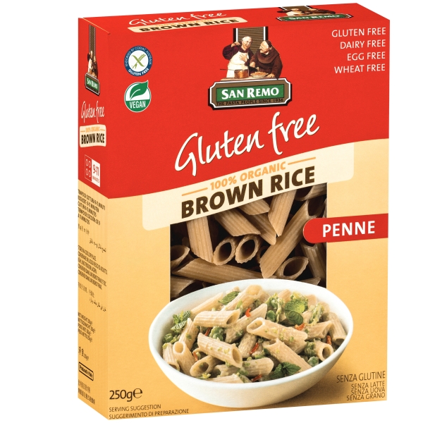 San Remo Gluten Free Organic Brown Rice Penne 250g