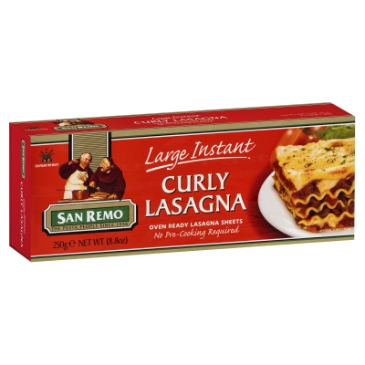 San Remo Dry Pasta Large Instant Curly Lasagna Sheets 250g