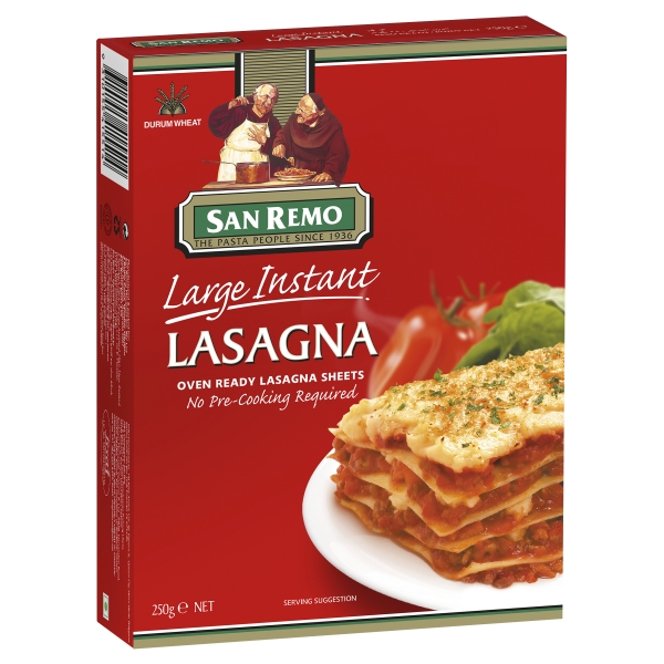 San Remo Dry Pasta Large Instant Lasagna Sheets 250g