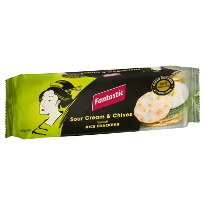 Fantastic Rice Crackers Sour Cream & Chives Gluten Free 100g