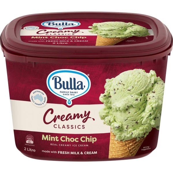 Bulla Creamy Classics Ice Cream Mint Choc Chip 2lt