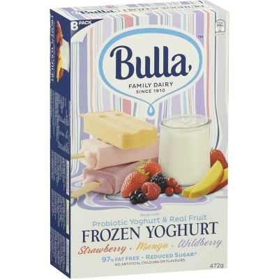 Bulla Fruit'N Yoghurt Frozen Variety 8 Pack 472ml