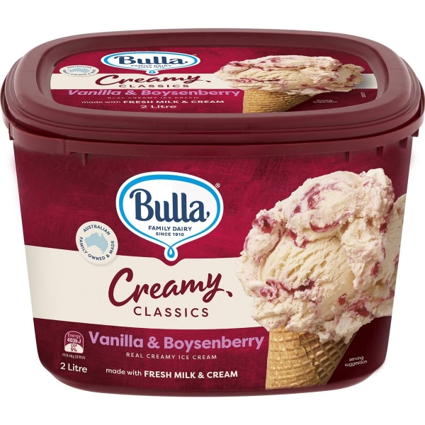 Bulla Ice Cream Creamy Classic Boysenberry 2lt