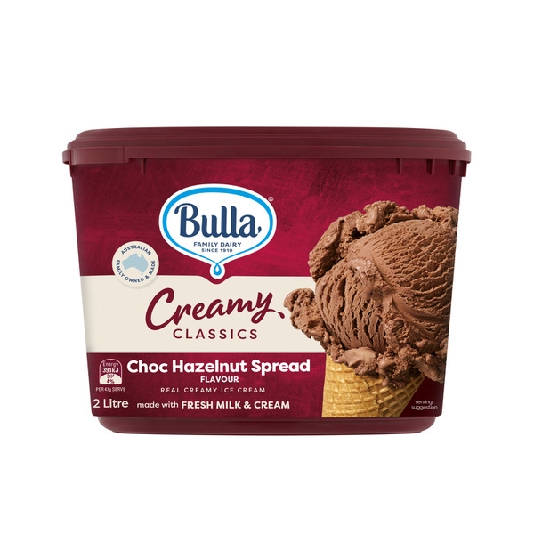 Bulla Ice Cream Creamy Classics Choc Hazelnut 2lt