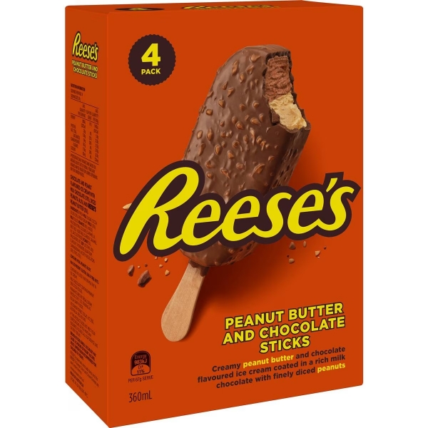 Reese's Ice Cream Peanut Butter & Choc 4 Pack 360ml