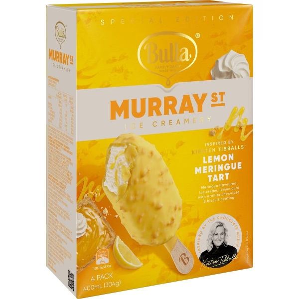 Bulla Murray St Ice Cream Lemon Meringue Tart 4 Pack 400ml