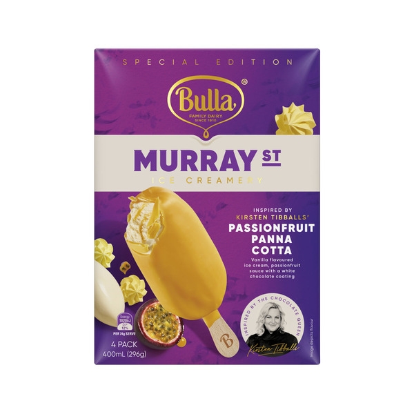 Bulla Murray St Ice Cream Passionfruit Panna Cotta 4 Pack 400ml