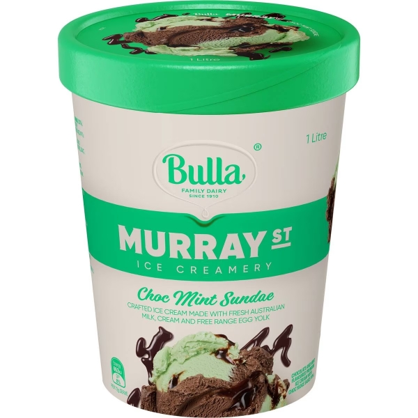 Bulla Murray St Ice Cream Choc Mint Sundae 1lt