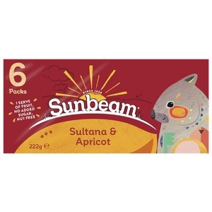 Sunbeam Apricot & Sultanas 6 Pack 222g