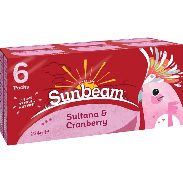 Sunbeam Sultanas & Cranberry 6 Pack 234g