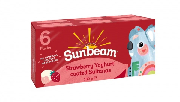 Sunbeam Sultanas Strawberry Yoghurt Coated 6 Pack 180g